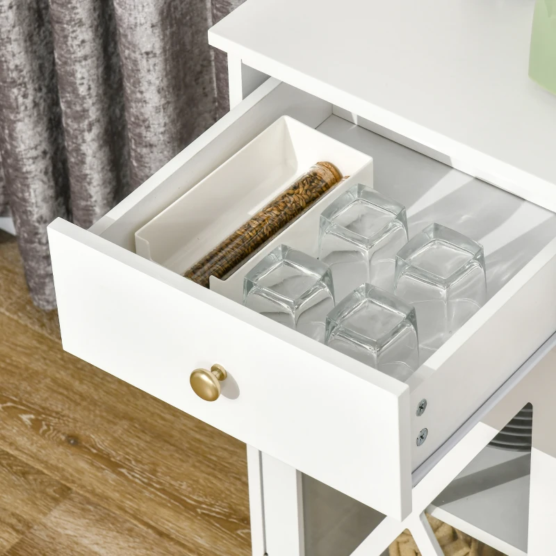 HOMCOM Farmhouse Style Kitchen Sideboard Serving Buffet Storage Cabinet w/ 3 Drawers