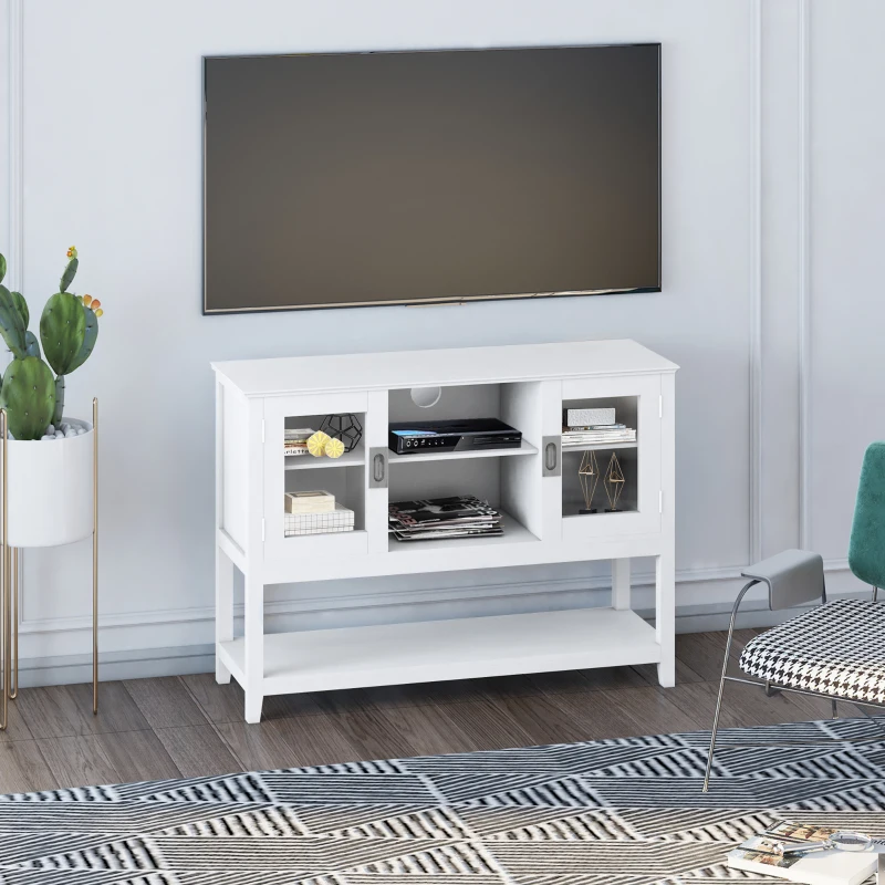 HOMCOM Modern Sideboard Buffet Cabinet, Console Table with Framed Glass Doors, Multiple Storage Options, and Anti-Topple for Kitchen, Living Room, White