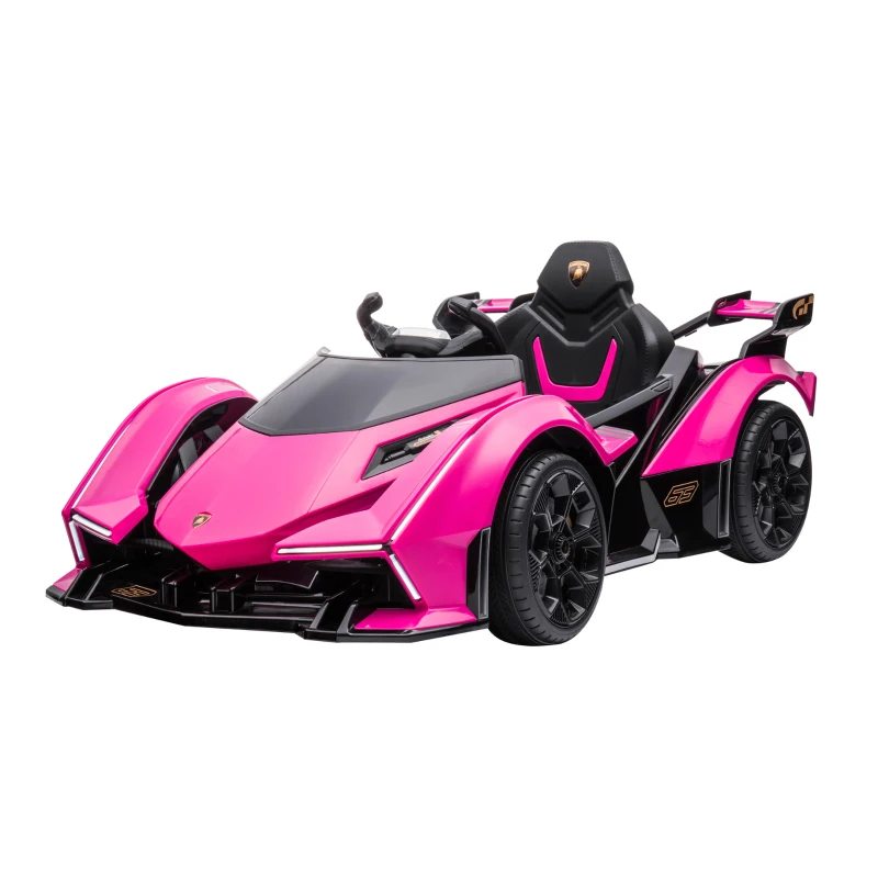 Aosom Kids Ride On Sports Car, 12V Battery Powered Electric Toy w/Parent Remote Control, Bluetooth, Horn, Music & LED Headlights Taillights for 3-6 Years Old Pink