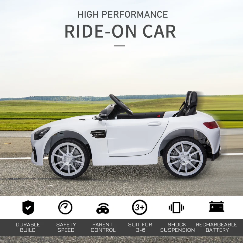 Aosom Licensed Kids Ride-On Car 12V with Remote Control, Suspension Wheel, Adjustable Speed, White