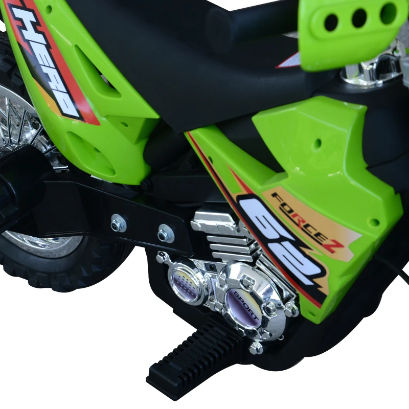 Aosom Cruising Kids Dirt Bike Electric Motorcycle with Charging 6V Battery, Real Driving Sounds, Built-In Music, Green
