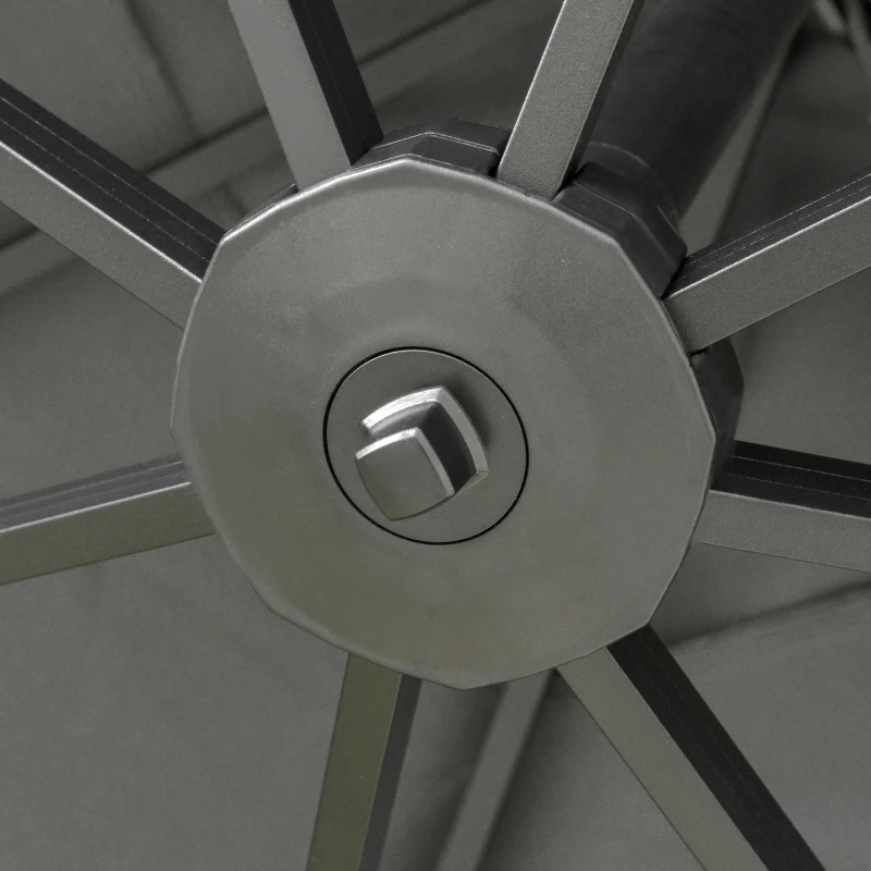 Outsunny 10x10ft Cantilever Umbrella Rotatable Square Top Market Parasol with 4 Adjustable Angle for Backyard Patio Outdoor Area Dark Grey