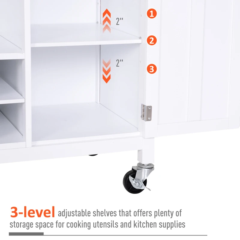 HOMCOM Kitchen Island Utility Cart on Wheels with Large Counter, 2 Spacious Drawers & Storage Cabinets, & Wine Storage