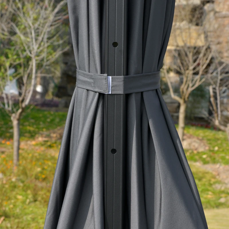 Outsunny 10x10ft Cantilever Umbrella Rotatable Square Top Market Parasol with 4 Adjustable Angle for Backyard Patio Outdoor Area Dark Grey