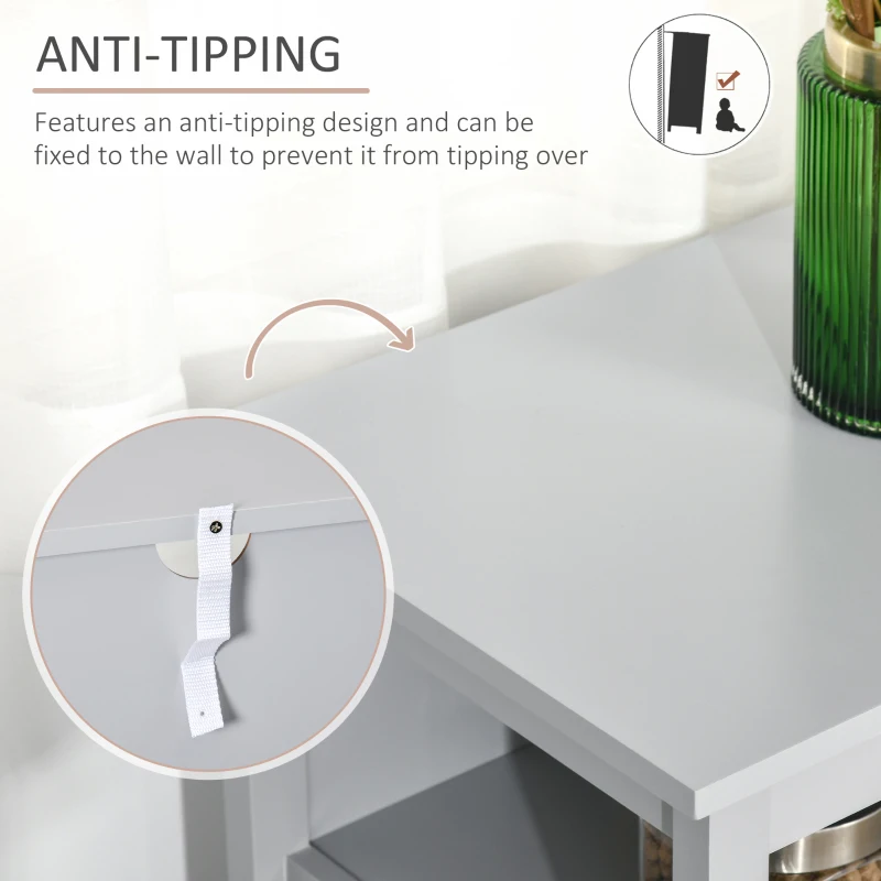 HOMCOM Sideboard Buffet Cabinet with Open Shelf, Glass Doors and Adjustable Shelf, Accent Cabinet for Kitchen, Living Room, Gray