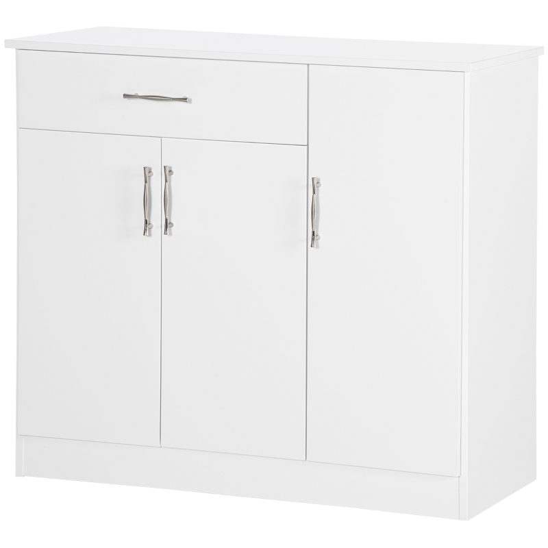 HOMCOM Modern Kitchen Sideboard, Buffet Table with Drawer, Double Door Cabinet and Adjustable Shelves, White