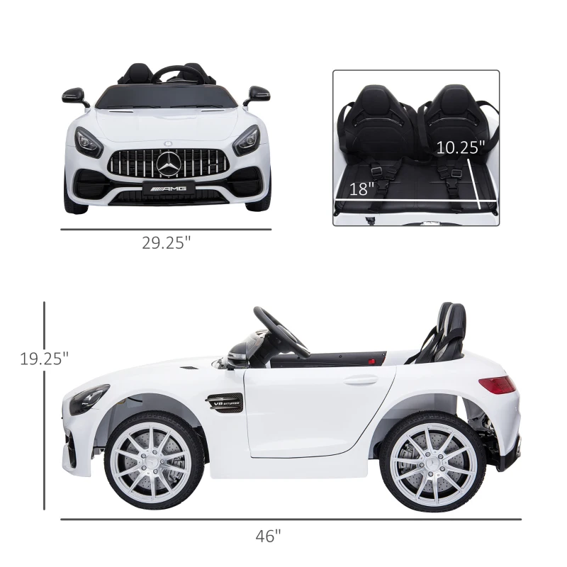 Aosom Licensed Kids Ride-On Car 12V with Remote Control, Suspension Wheel, Adjustable Speed, White