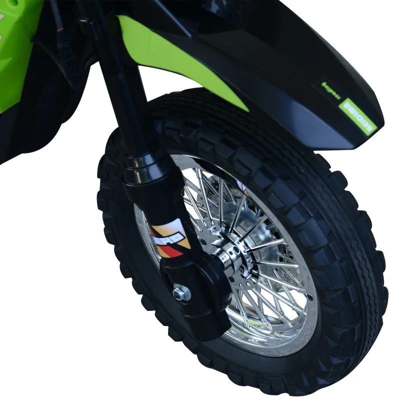 Aosom Cruising Kids Dirt Bike Electric Motorcycle with Charging 6V Battery, Real Driving Sounds, Built-In Music, Green