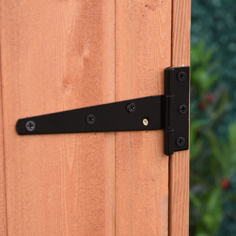 Outsunny Wood Garden Shed Outdoor Tool Storage Cabinet Hutch Lockable Unit with Double Door and 3 Tire Storage Shelves, Natural Wood