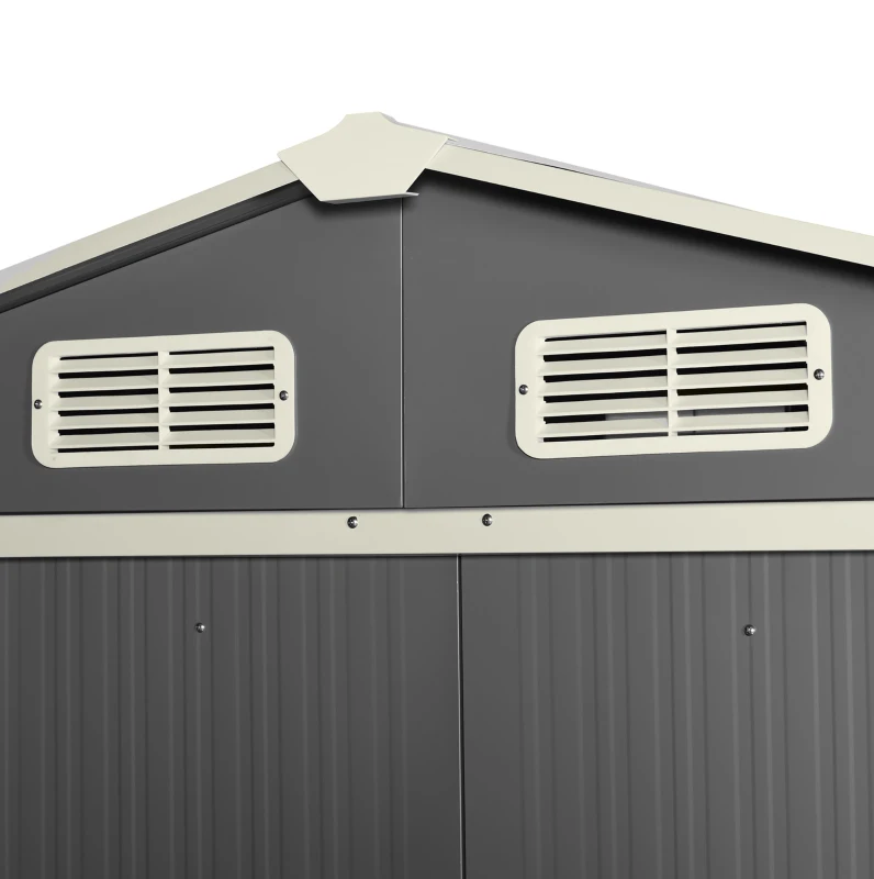 Outsunny 6.3' x 3.6' x 6' Garden Storage Shed Outdoor Patio Yard Metal Tool Storage House w Double Doors Grey