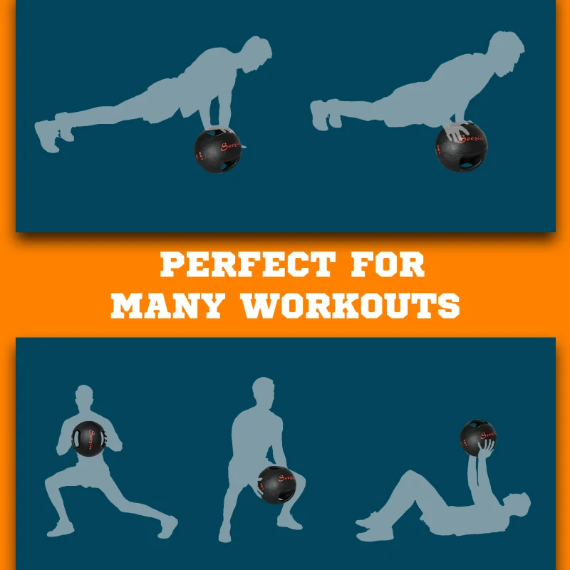 Soozier Medicine Ball with Handles, 18 lbs. Weighted Ball for Exercise, Med Ball for Abs, Core, Strength Training, Balance Training