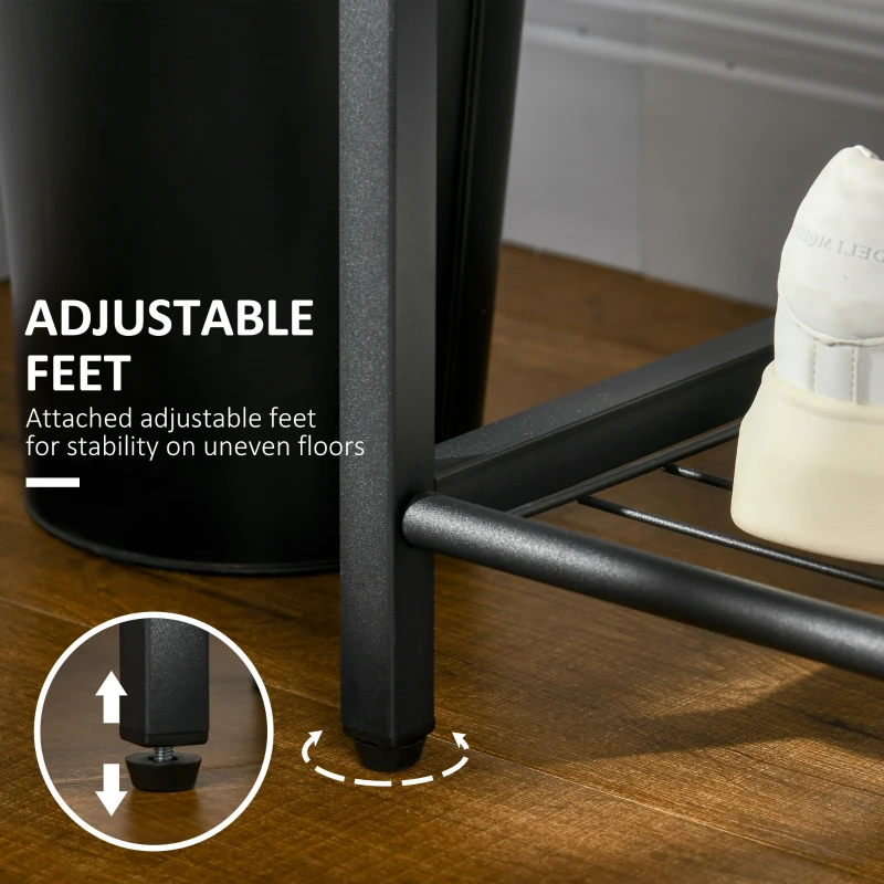 HOMCOM 3-in-1 Hall Tree, Coat Rack Shoe Bench, Coat Hanger with Wire Grid, Hanging Hooks, Mesh Storage Shelves for Hallway, Entryway, Rustic Brown