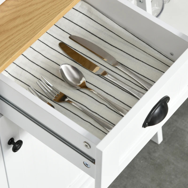 HOMCOM 71" Kitchen Pantry Buffet with Hutch Storage Cabinet Microwave Oven Stand with Drawer- White/Oak