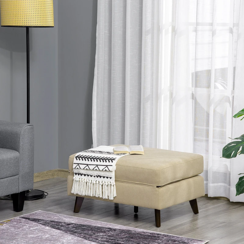 HOMCOM Folding Ottoman Sleeper, Convertible Fabric Bed, Beige