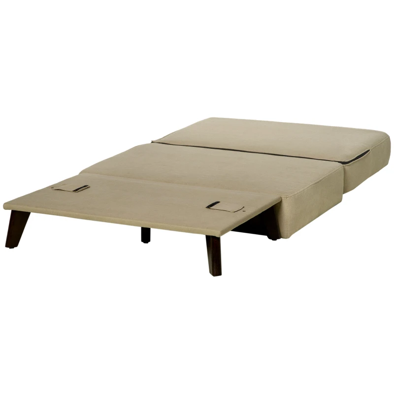 HOMCOM Folding Ottoman Sleeper, Convertible Fabric Bed, Beige
