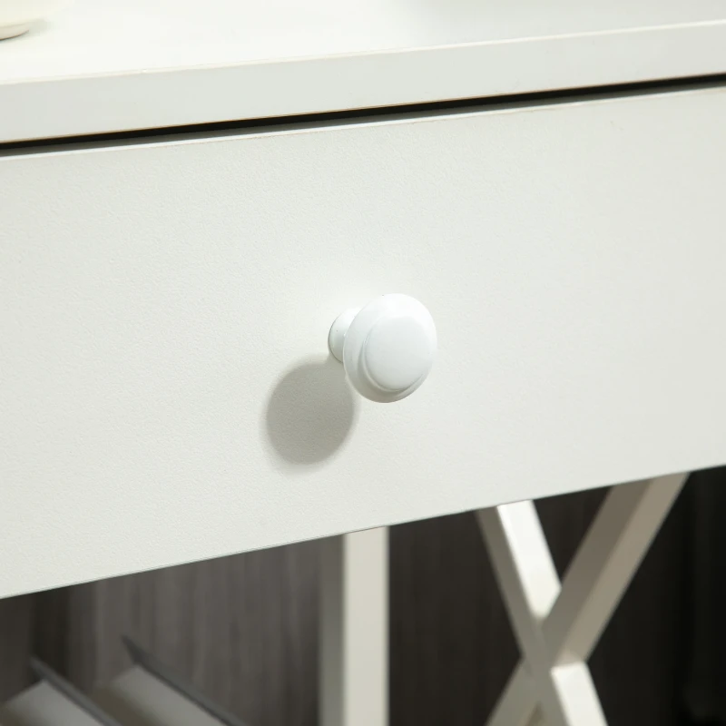 HOMCOM Modern Nightstand, Bedside Table with Drawer and Shelf, Side End Table with Steel Frame for Bedroom, White