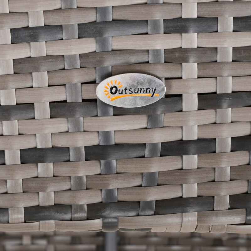 Outsunny Outdoor Classic Rattan Adirondack Deck Chair Armrest Lounge Chair with Cushion Grey