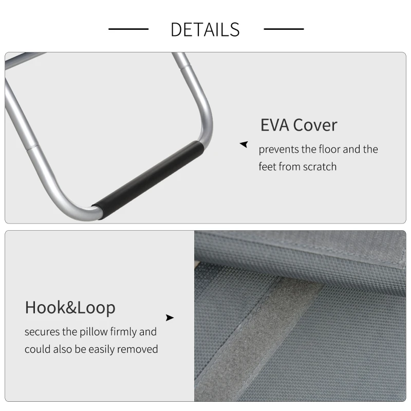 Outsunny Ergonomic Lounger Chair Portable Armchair with Removable Headrest Pillow for Garden Patio Outside All Aluminum Frame Dark Grey