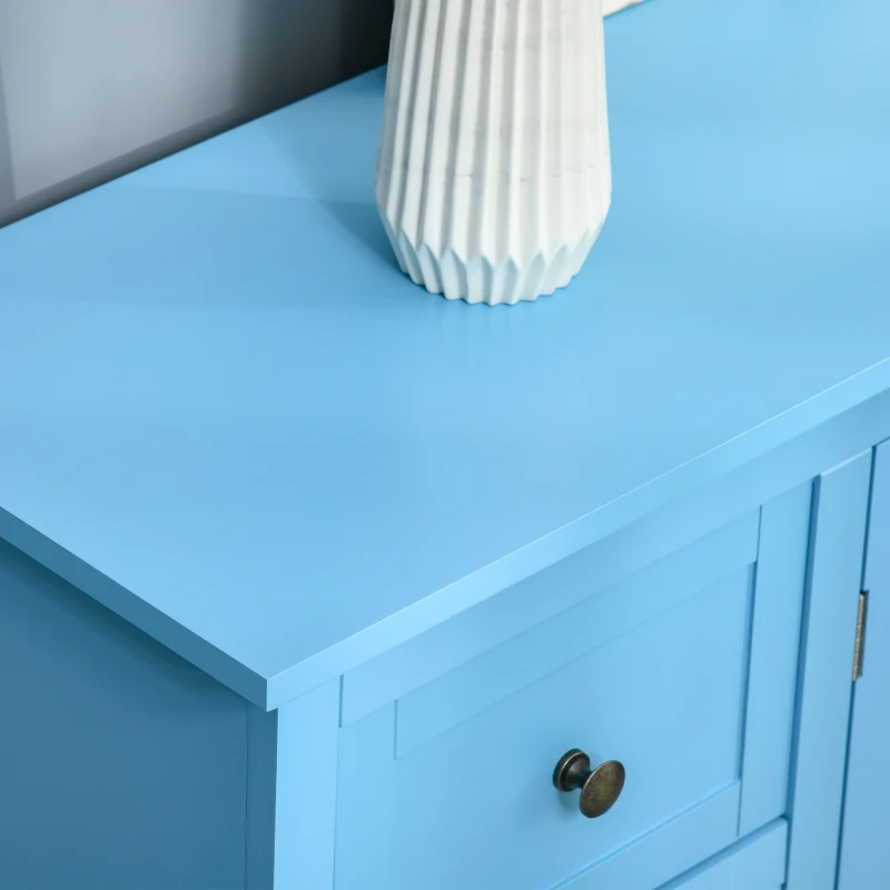 HOMCOM Storage Sideboard Cabinet with 4 Drawers and Glass Door Cupboard, Console Table for Living Room, Kitchen