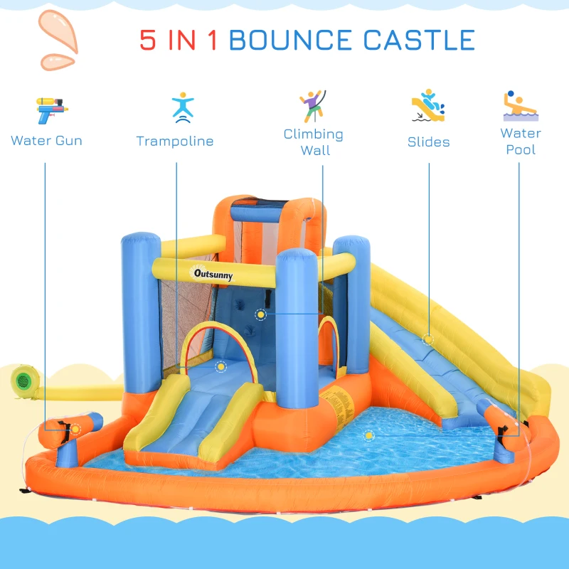 Outsunny Bounce Castle Inflatable Trampoline Slide Pool Climb 14' x 12' x 6'