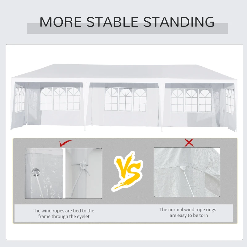 Outsunny 10x28ft Portable Gazebo Party Tent Outdoor Event Shelter Garden Sunshade with 5 Removable Walls