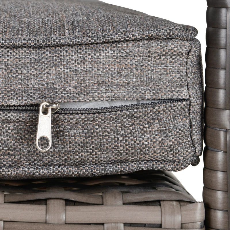 Outsunny Outdoor Classic Rattan Adirondack Deck Chair Armrest Lounge Chair with Cushion Grey