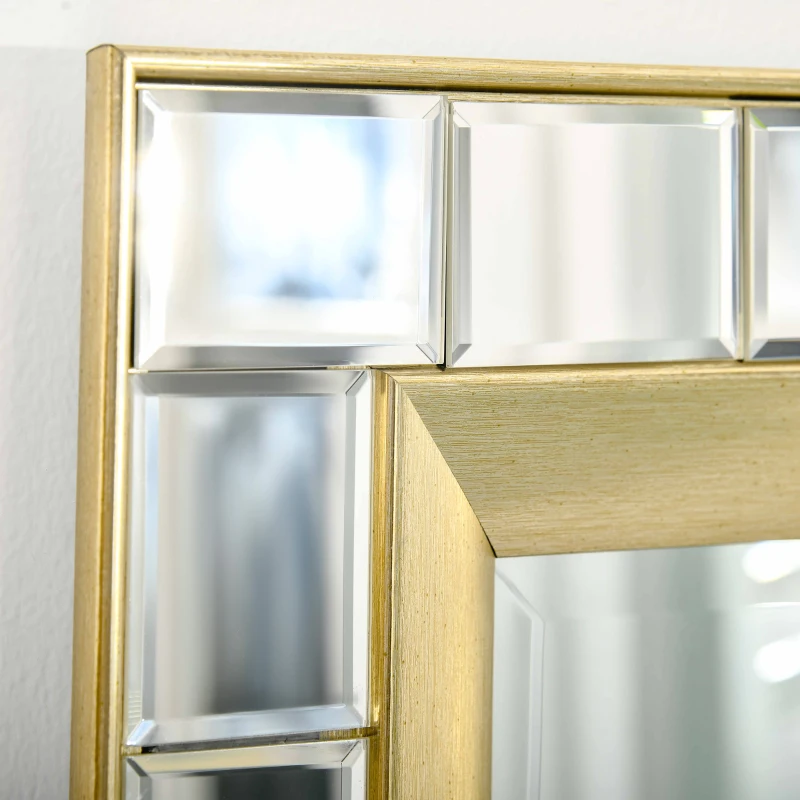 HOMCOM 59" x 20" Modern Full Length Mirror, Wall Hang and Leaner Floor Mirror, Vertical and Horizontal, for Living Room, Bedroom, Gold