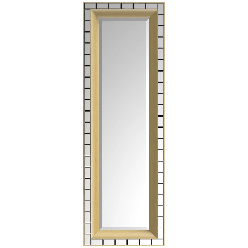 HOMCOM 59" x 20" Modern Full Length Mirror, Wall Hang and Leaner Floor Mirror, Vertical and Horizontal, for Living Room, Bedroom, Gold