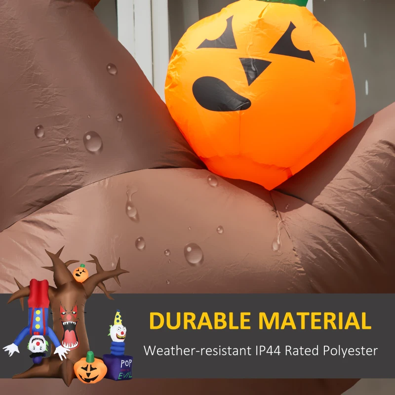 Outsunny 7' Inflatable Halloween Ghost Tree with Upside-down Clown Pumpkins, Blow-Up LED Display Indoor Outdoor for Garden, Lawn, Party, Holiday