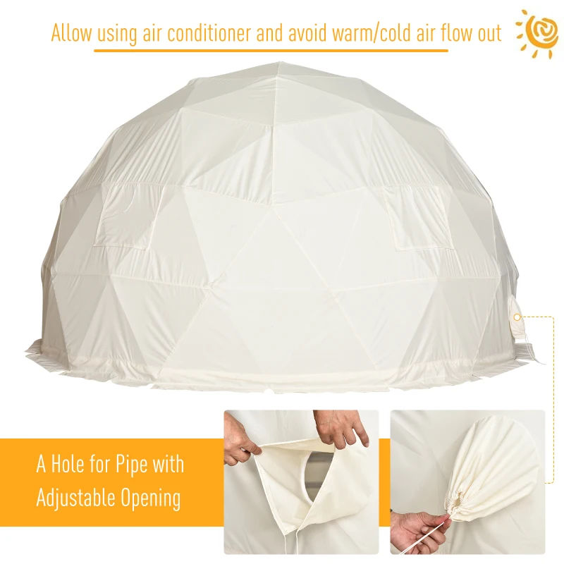 Outsunny Garden Dome Igloo Tent Half Ball Shape Outdoor Greenhouse w/ Air Conditioner Hole, Half Transparent PVC and Half Polyester Fabric Cover