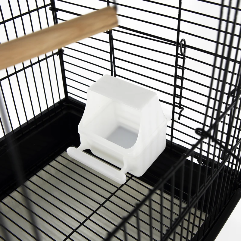 PawHut 22" Bird Cage Flight Parrot House Playpen with Open Play Top and Feeding Bowl Perch Pet Furniture Black