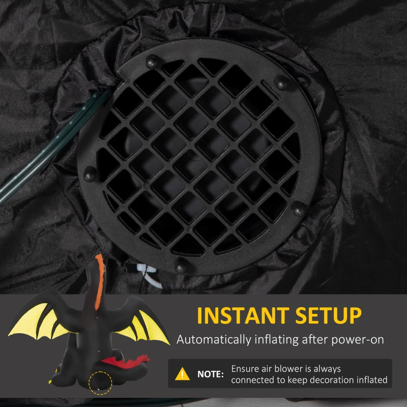 Outsunny 6ft Inflatable Halloween Giant Animated Fire & Ice Dragon with Wings, Blow Up LED Yard Display Indoor Outdoor for Garden, Lawn, Party, Holiday