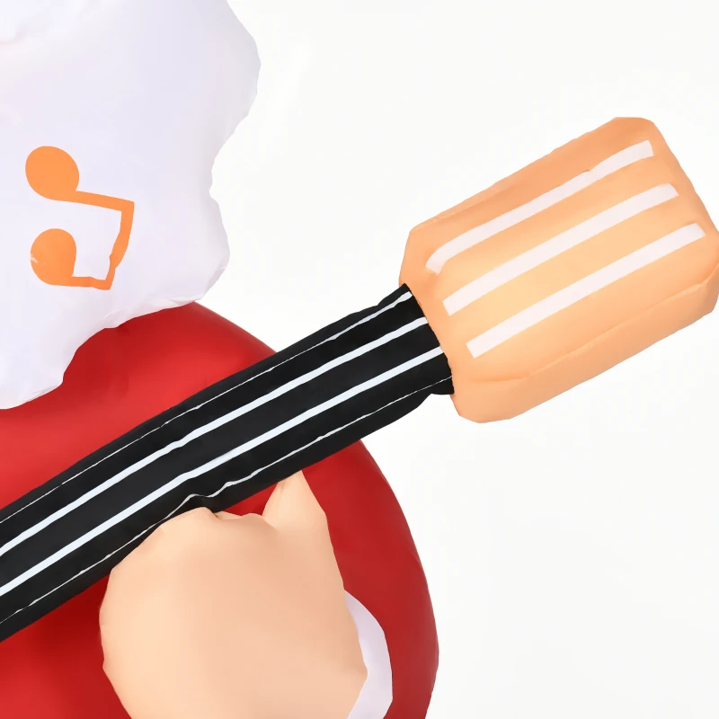 Outsunny 6ft Christmas Inflatables Outdoor Decorations Guitar-playing Santa Claus with Musical Notes Beard, Blow-Up LED Yard Christmas Decor for Lawn Garden Party
