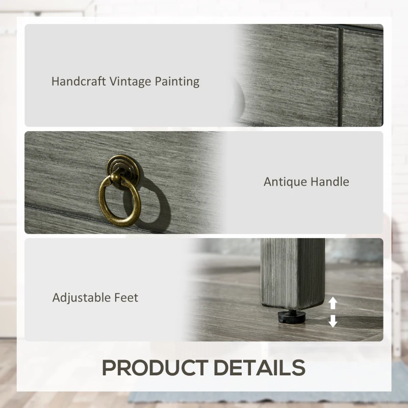 HOMCOM Vintage Console Table with 2 Drawers, Retro Entryway Table for Hallway, Living Room and Hallway, Grey