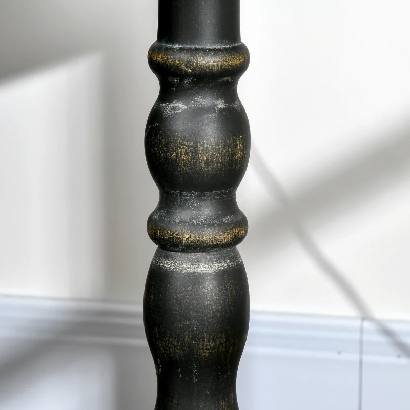 HOMCOM End Table, Round Side Table with Tabletop, Rustic with Solid Wood Leg for Living Room, Bedroom, Light Gray and Black