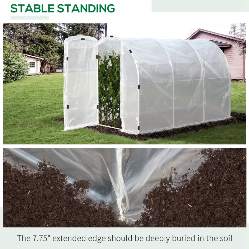 Outsunny 9.85'L x 6.6'W x 6.6'H Polytunnel Greenhouse Outdoor Walk-In Greenhouse, Transparent
