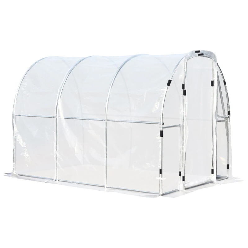 Outsunny 9.85'L x 6.6'W x 6.6'H Polytunnel Greenhouse Outdoor Walk-In Greenhouse, Transparent