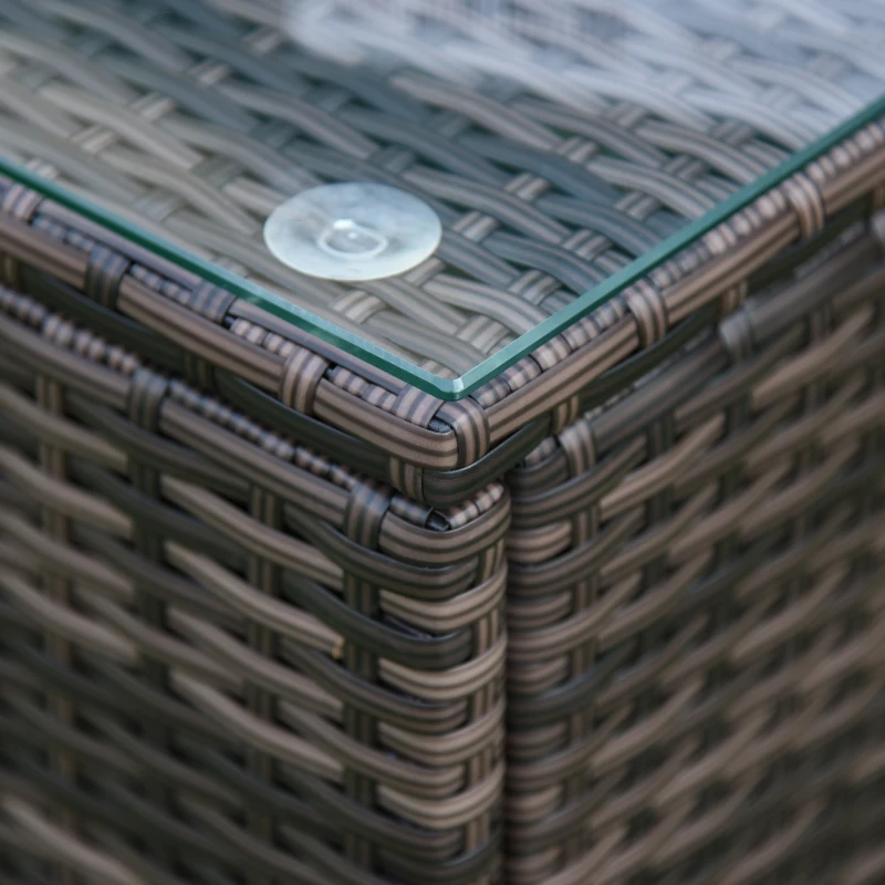 Outsunny 5PC Outdoor Modular Rattan Wicker Sofa Set Aluminum Frame Garden Sectional Patio Furniture with Table, Brown