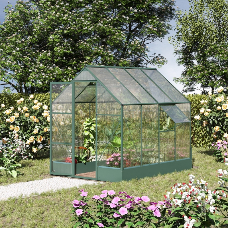 Outsunny Lean-to Greenhouse with Temperature Controlled Window 8.2' x 6.2'
