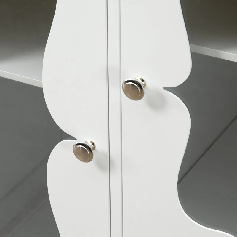 HOMCOM Kitchen Cart, Small Kitchen Island, Rubber Wood Top Utility Trolley on Wheels with 2 Cabinets Storage Drawer Towel Rack for Dining Room, White