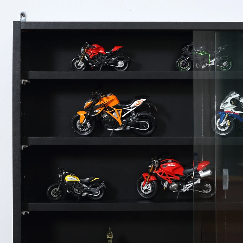 HOMCOM 5-Tier Wall Shelf Display Cabinet with Glass Doors and 4 Adjustable Shelves