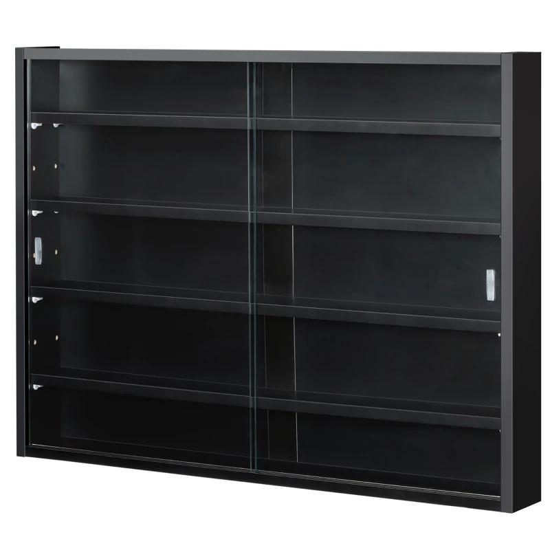 HOMCOM 5-Tier Wall Shelf Display Cabinet with Glass Doors and 4 Adjustable Shelves