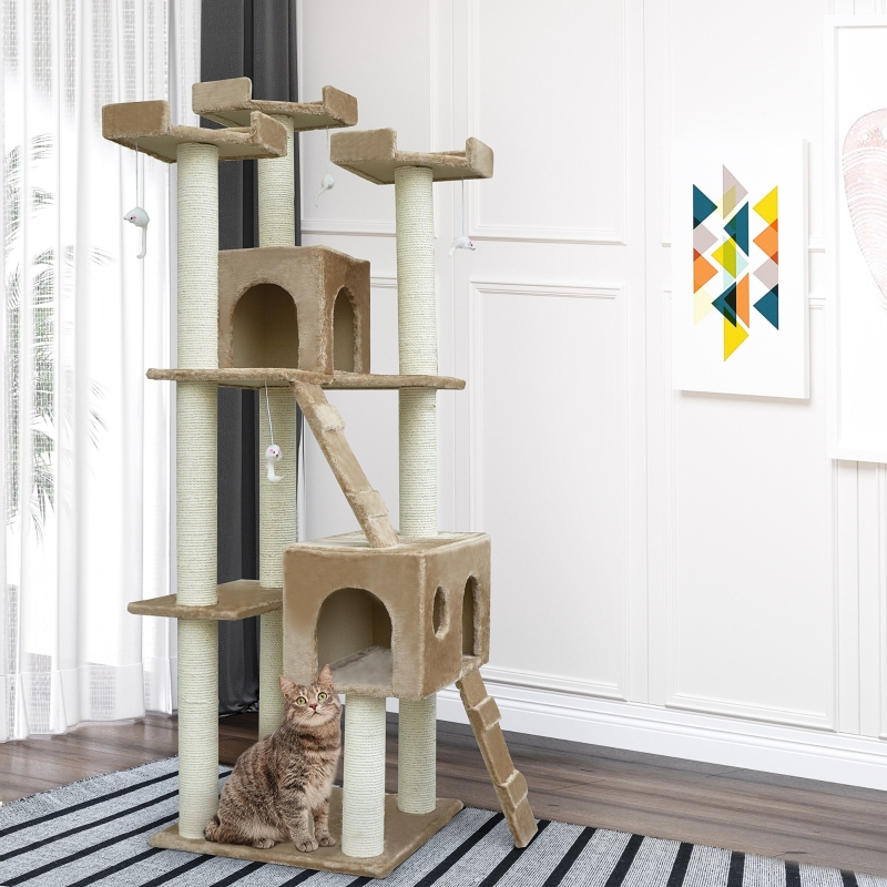 PawHut Cat Tree House, 131H cm