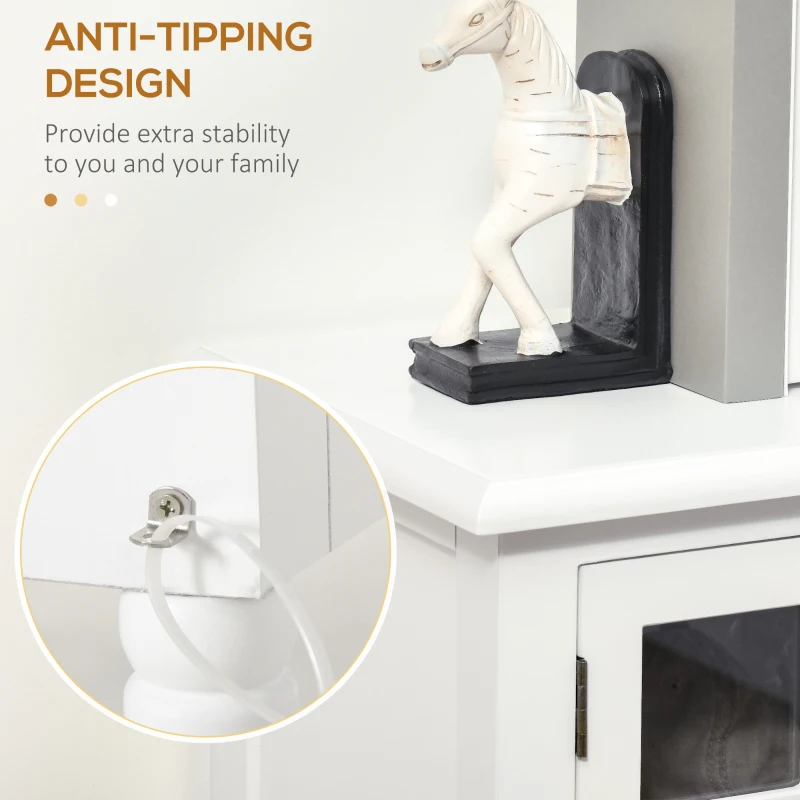 HOMCOM Vintage Console Table with 2 Drawers and Cabinets, Retro Sofa Table for Entryway, Living Room and Hallway, White