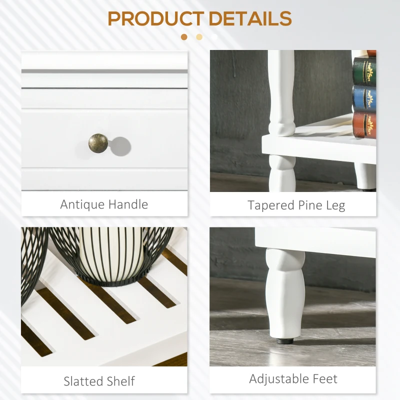 HOMCOM Vintage Console Table with 2 Drawers and Cabinets, Retro Sofa Table for Entryway, Living Room and Hallway, White