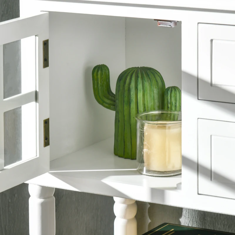 HOMCOM Vintage Console Table with 2 Drawers and Cabinets, Retro Sofa Table for Entryway, Living Room and Hallway, White