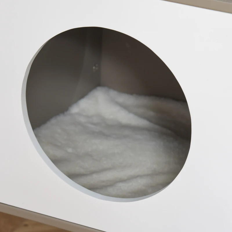 PawHut Cat tree Tower Climbing Activity Center Kitten Furniture with Jute Scratching Post Condo Ramp Perch Cushions Velcro Dangling Balls 23.5" x 19" x 48" Light Grey