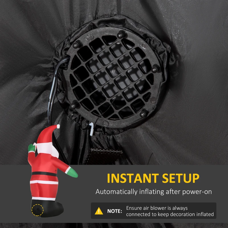 Outsunny 8ft Christmas Inflatables Outdoor Decorations Santa Claus Holds Candy Cane with Furry Beard, Blow-Up LED Yard Christmas Decor for Lawn Garden Party