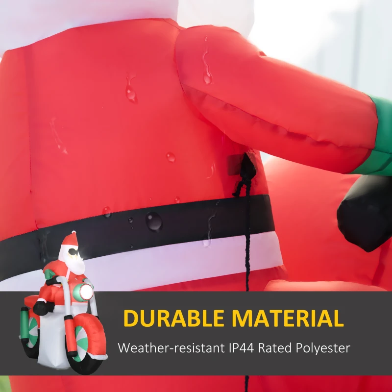 Outsunny 5ft Christmas Inflatable Santa Claus with Sunglasses on Motorcycle, Blow-Up Outdoor LED Yard Display for Lawn Garden Party
