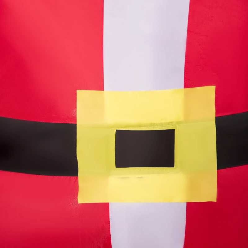 Outsunny 8ft Christmas Inflatables Outdoor Decorations Santa Claus Holds Candy Cane with Furry Beard, Blow-Up LED Yard Christmas Decor for Lawn Garden Party